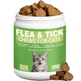 Cat Flea and Tick Chewables for Cats 230Ct, Natural Support Supplement, Flea Supplement for Cats, Flea and Tick Chews for Cats Kitten, All Breeds & Sizes, Digestive Health
