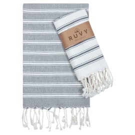 Ruvy Home Basics Turkish Hand Towels for Bathroom Set of 2 | 18"x40", Cotton | Bathroom Hand Towels & Decorative Hand Towels for Bathroom, Kitchen Towels, Dishcloth, Tea, Yoga, Face, Gym - Light Grey