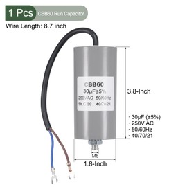 YOKIVE CBB60 Running Capacitor 250V AC 30uF 50/60Hz 2 with Wire Round Running Capacitor Low Loss Best for Washing Machine Motor Gray 96x46mm