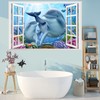 3D Sea World Fake Window Sticker, Dolphin Sea Turtle Tropical
