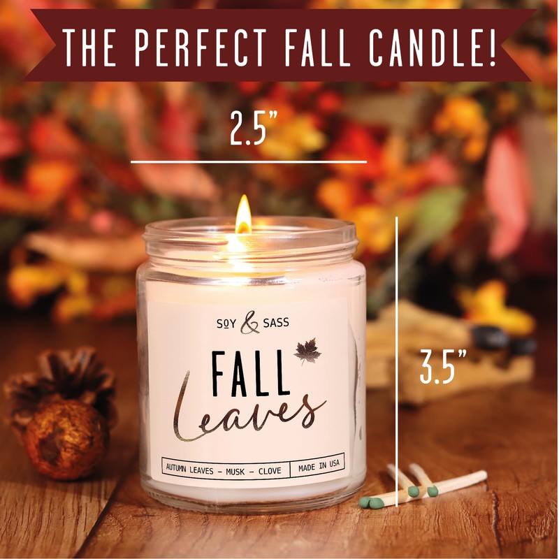 Fall Candles - 'Fall Leaves' Fall Candle w/Autumn Leaves, Clove