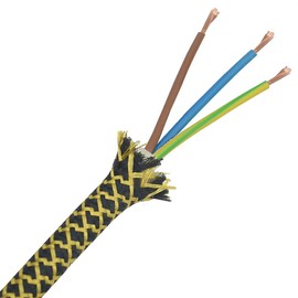 Fabric Cable 3 m Black / Gold Baroque 3 x 0.75 mm² 3G Textile Cable Lamp Cable Light Cable Power Cable Braided