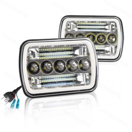 XRDHJI Pair H6054 5x7 7X6 LED Headlights Sealed High/Low Beam Compatible with Chevy Express Cargo Van 1500 2500 3500 (Bi-colour 7' square lamps)
