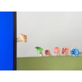 QFSH Set of 6 Cute Mini Resin Mushroom Desk Decorations Colorful Fun Miniature Figurines for Office Car Dashboard Computer