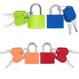 ieron 4Pcs Suitcase Locks with Keys, 23mm Mini Padlock for Outdoor Travel Luggage Suitcase Baggage School Gym Lockers Laptop Bag (4 Colors)