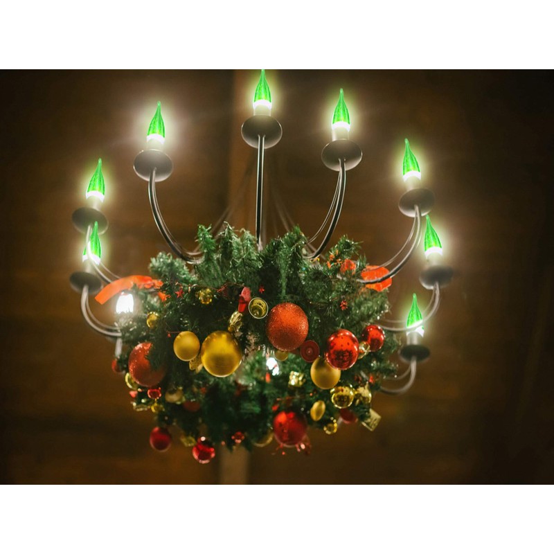 OMK 6 Pack Green LED Christmas Flame Effect Light Bulb