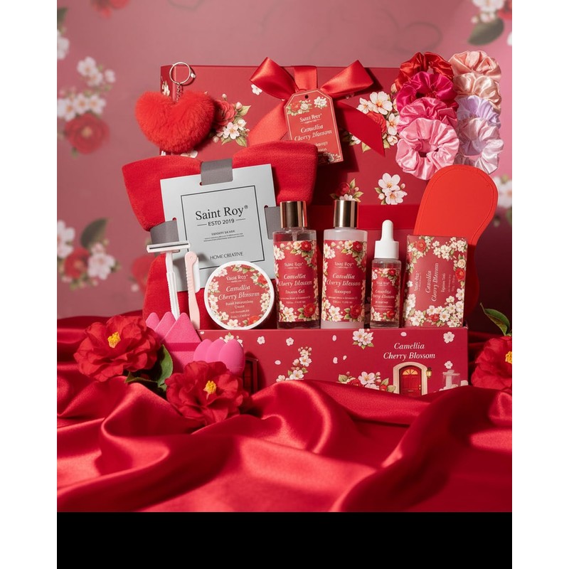 35-Pc Cherry Blossom Rose Get Well Soon Spa Gift Set,