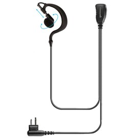 Single Wire Earhook Earpiece with Reinforced Cable for Motorola Radios BRP40 CP200 CP200D CP185 CLS1410 CLS1110 DTR650 RDU2020 RDU4100 RDU4160D RDU2080D RMU2040 RMU2080D CLS RMM RMU, G Shape Headset