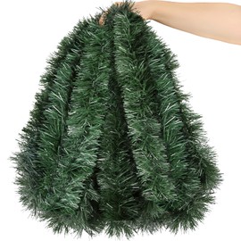 50FT Christmas Tinsel Garland, Artificial Greenery Metallic Tinsel Twist Garland for Christmas Tree Decorations, Xmas Tree Decor Home Indoor Party Supplies