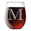 Monogram Etched 17oz Stemless Wine Glass (Letter M)