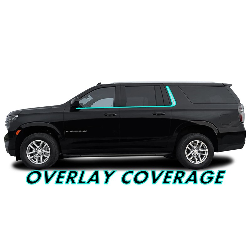 Chrome Delete Blackout Vinyl Overlay for 2021-2022 Chevy Suburban Window