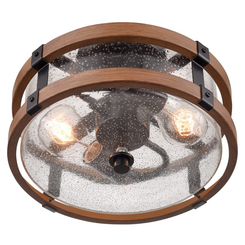DEYNITE Farmhouse 2-Light Ceiling Light Fixture, Semi Flush Mount Ceiling