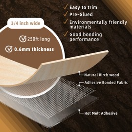 GSCIT Club Birch Edge Banding, 3/4 inch x 250ft roll of Veneer Edge Banding Preglued Flexible, Real Wood Tape Banding