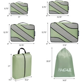 BAGAIL 6 Set Packing Cubes,Travel Luggage Packing Organizers(5set+Laundry bag Matcha Green)