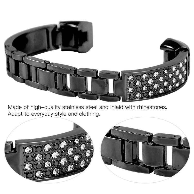 Stainless Steel Bracelet Women Inlay Rhinestones Wristband Wrist Decoration for