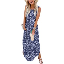 ANRABESS Women Casual Loose Sundress Sleeveless Split Maxi Long Beach Shirt Dress Travel Vacation 2025 Summer Outfits Floral Print Medium