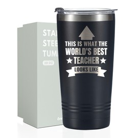 Onebttl Teacher Gifts Tumbler for Women Men, 20oz Stainless Steel Cup with Lid Straw for Teacher Day, End of School, Christmas - World's Best Teacher Looks Like