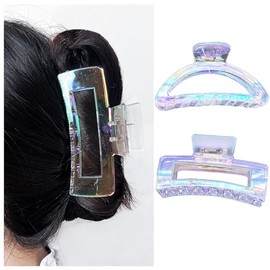 CRIZAN Women Girls Metal Claw Hair Clip Large Hair Accessories (2 Pcs Clear)