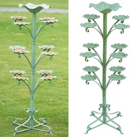 48" H Metal Bird Baths for Outdoors and Birdfeeder & Plant Tray,with 12-Plates, Vintage Free Standing Bird Feeders, for Outdoors Garden Yard Patio Decor.