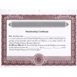 HUBCO LLC Membership Certificates, Blank, Burgundy, 15-Pack