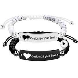 Pulsera de acero inoxidable hecha a mano, cuerda trenzada con placa de identificación magnética p...