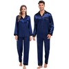 SWOMOG Couples Pajama Sets Women & Men Silky Satin Long