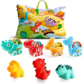lisfiva 7 PCS Dinosaur Fantastic Creatures Car Toys with Playmat/Storage Bag|Baby Toys for 1 2 Year Old Boy|1st Birthday Gifts for Toddler|1 Year Old Boy Gift for Infant 12 18 Months