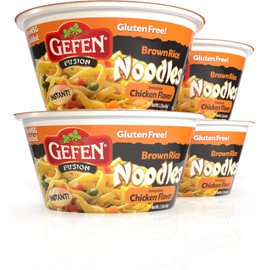 Gefen Fusion Brown Rice Gluten Free Noodle Soup Chicken Flavor 2.25oz (4 Pack) | No MSG Added, Ready In Minutes!
