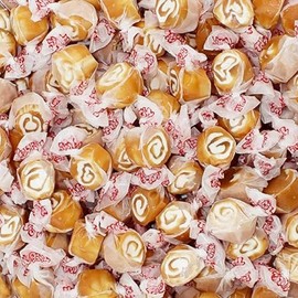 Creamy Caramel Swirl Salt Water Taffy - Individually Wrapped Bulk SaltWater Taffy Bulk Candy, Assorted Flavors, Salt Water Taffies, Old Fashion Recipe (1 Pound)
