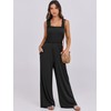 ANRABESS Jumpsuits for Women Sleeveless Summer Casual Smocked Wide Leg