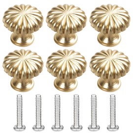 TUBAWD 6 Pack Gold Drawer Knobs, Gold Handles, Golden Knobs for Drawers | Elegant Copper Brushed Cabinet Pulls with Screws for Wardrobes, Cupboards, and Furniture