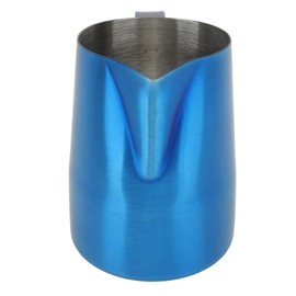 Mrisata Milk Frother Steamer Cup Milk Frother Steamer Cup Bevel Design Blue Coffee Milk Frother Cups for Milk Frothing Latte Art 600ml (450ml)