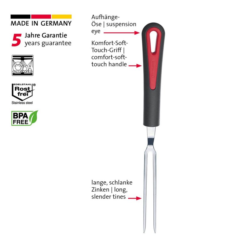Westmark Meat Fork, Long, Slim Prongs, Ergonomic Handle, Plastic/Stainless Steel,