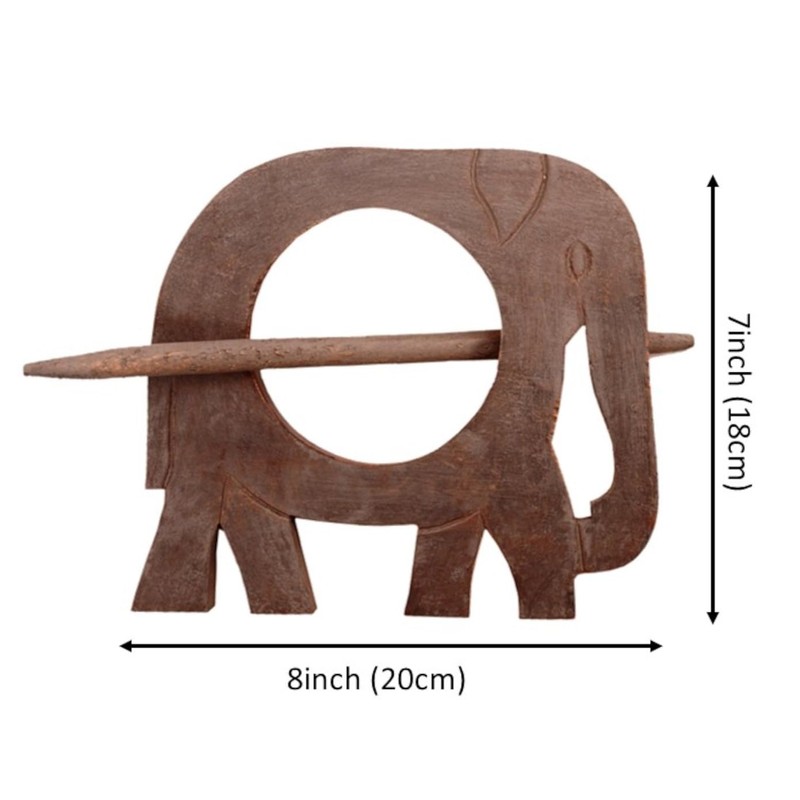 Purpledip Wooden Curtain Holder Tie Back Drape Clips 'Royal Elephant':