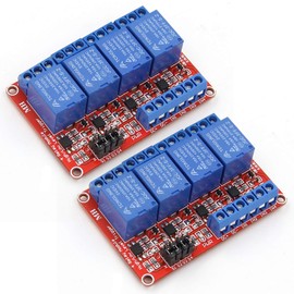 ANMBEST 2PCS 4 Channel 12V Relay Module with Optocoupler High or Low Level Trigger Expansion Board for Raspberry Pi Arduino