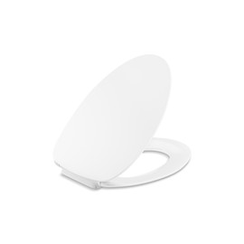 KOHLER K-30782-0 Papyrus Elongated Quiet-Close Toilet Seat Slow Close with Grip Tight Bumpers, Thin Thermoset Plastic Toilet Seat Elongated, White