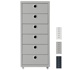 MARKETB Rolled Storage Cabinet, 6-Tier Small Size Steel Office File Cabinet, Under Desk Multipurpose Organizer, 11 x 16.1 x 27 Inches, Assembly Required, for Home Office, Bedroom - Light Gray
