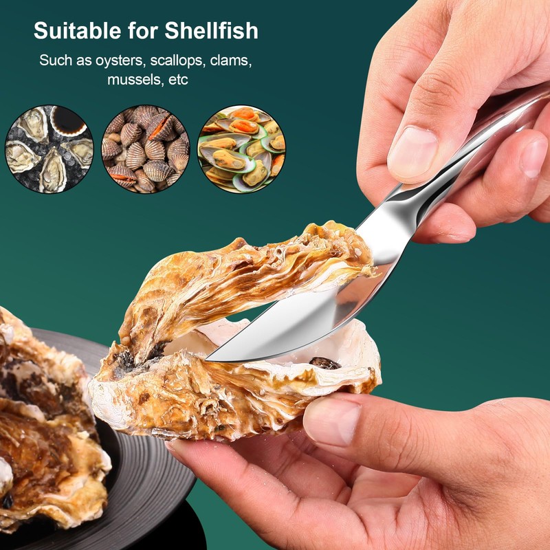 SUCCFLY Premium Oyster Shucking Knife，Stainless Steel Oyster Shucker Tool，Sturdy &