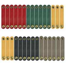 Leather Cable Organizer 30 Pack Portable Headphone Winder USB Cable Strap Handmade Earphone Cord Organizer Cable Clips Reusable Leather Cable Clips Available in 5 Colors