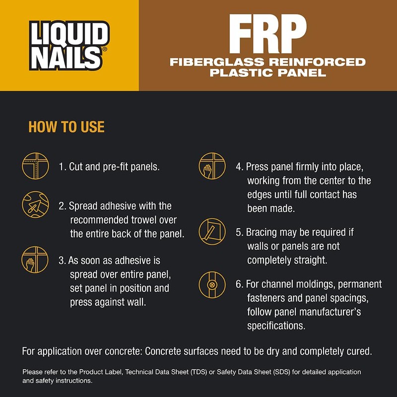 Liquid Nails Fiberglass Reinforced Panel Adhesive (FRP-310) 3.5 gal, White,