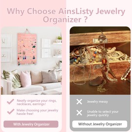 AinsListy Hanging Earrings Organizer, Earring Holder Holds Up To 330 Pairs, Felt Earring Organizers and Storage, Wall Earring Holder Earring Display for Women Girls -1 Pack (Earring Organizer-Pink)