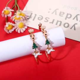 Christmas Earrings for Women Christmas Tree Santa Earrings Cute Xmas Snowman Snowflake Earrings Statement Gingerbread Man Holiday Hoop Earrings Festive Party Jewelry Gifts (Christmas 3)