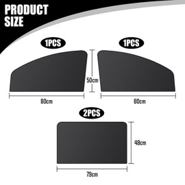 Pack of 4 Car Sun Shades, Magnetic Car Sun Shade, Sun Protection, Insulated Privacy Car Curtains, Side Window Sunshade, Black Car Window Covers
