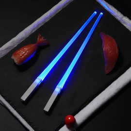 OUNONA 1 Pair of Light Up LED Lightsaber Chopsticks Durable Lightweight Portable BPA and Food Safe (Blue)
