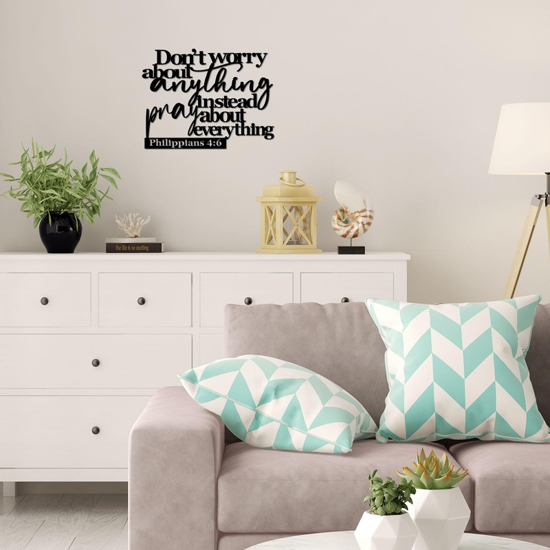 Pigort Scripture Metal Wall Art-Instead Pray About Everything Sign-Philippians4:6 Bible