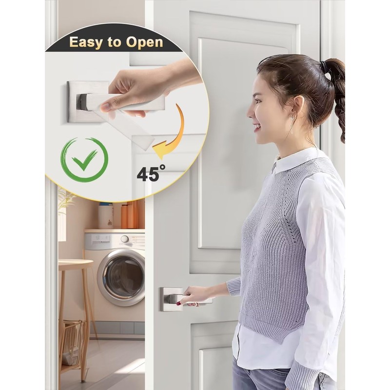 Tinewa 6 Pack Brushed Nickel Passage Door Levers Interior Door