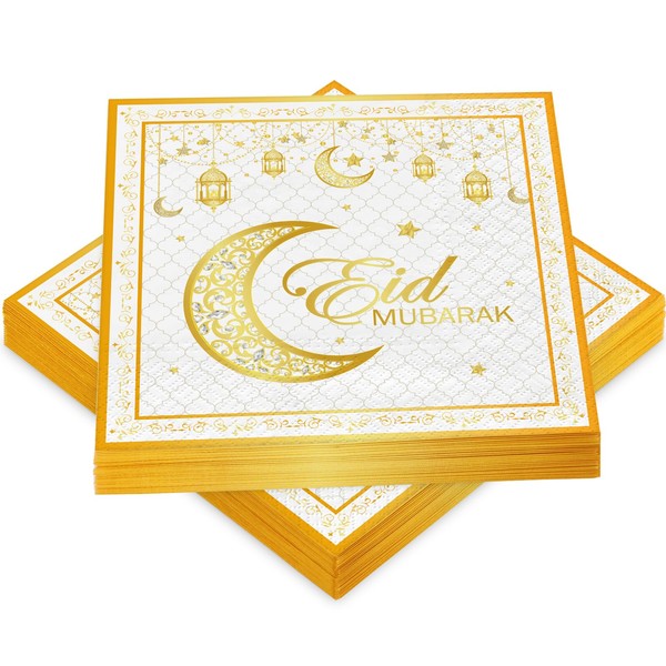 WenmthG Pack of 40 Eid Mubarak Napkins Ramadan Decoration -