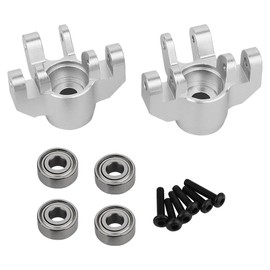 Pothyes Aluminium Front Steering Knuckles Block with Bearing for Losi 1/18 Mini LMT 4X4 Brushed Monster Truck RTR-LOS01026 Upgrades Part (Silver)