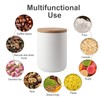 Modern Design Food Storage Container with Airtight Wooden Lid, Ceramic