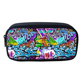 Showudesigns Graffiti Kids Pencil Bag Makeup Bag Teen Girls Cion Pen Pouch Teacher Pencil Case with Zipper
